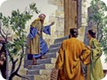 Der Hausbesitzer f�hrte zwei J�nger zum gro�en Raum im Obergeschoss.<br />
